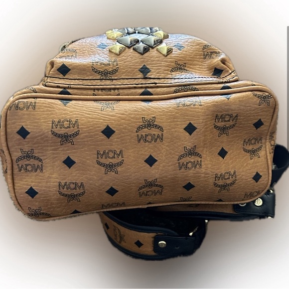 MCM Visetos Studded Colorblack Backpack, 13.5in x 10.5in - Picture 3 of 10